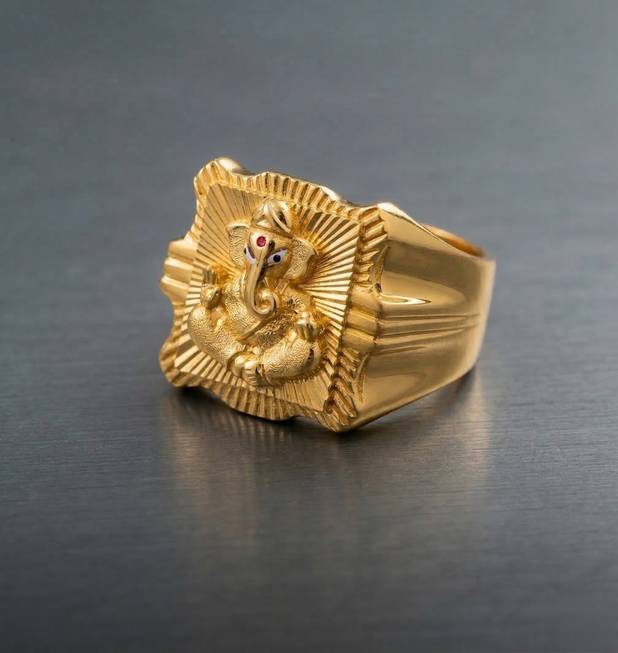 Gold Signet Ganesha Ring