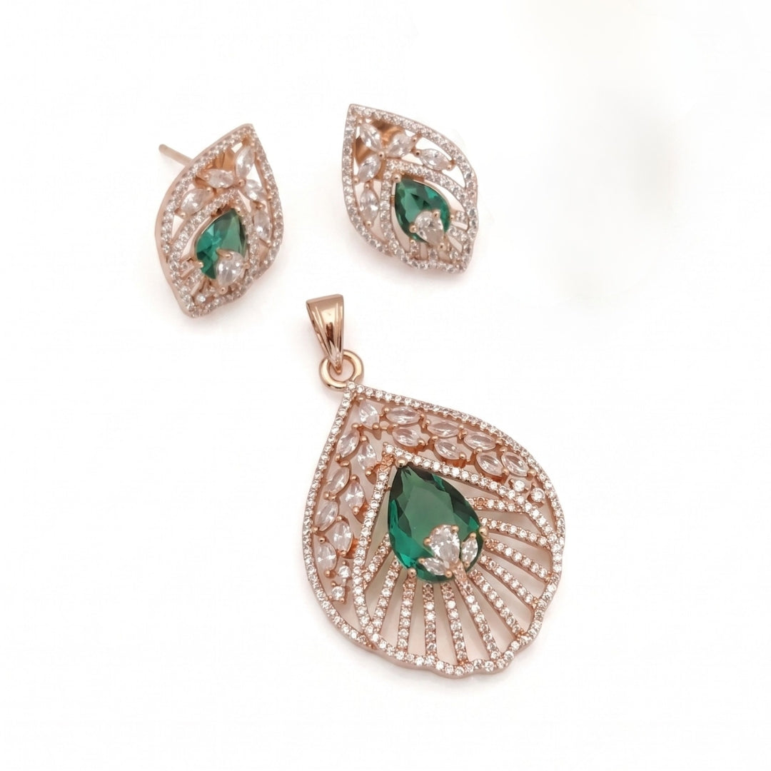 Leaf Rose Gold Pendant Set