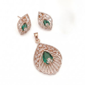 Leaf Rose Gold Pendant Set