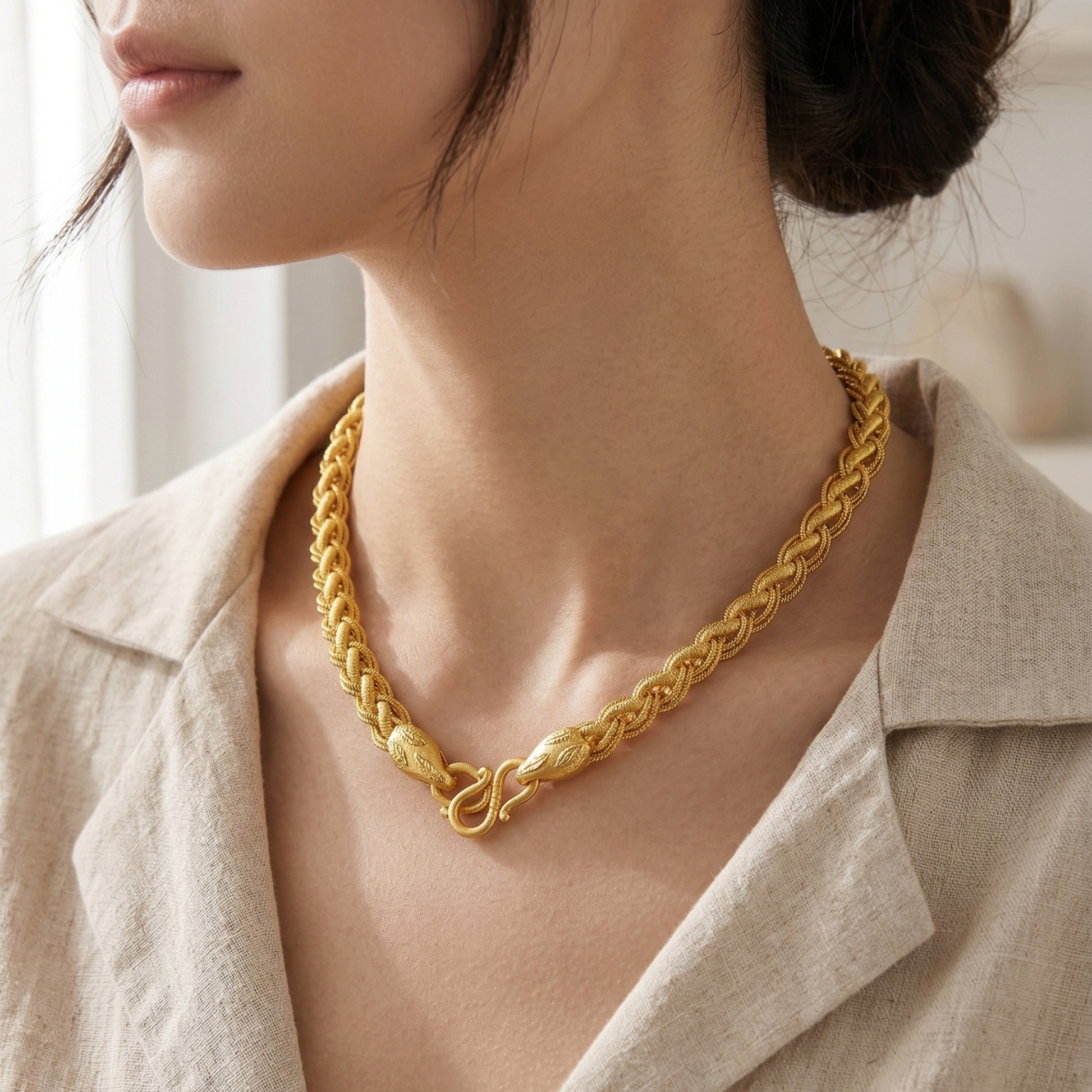 Majestic Gold-Toned Interwoven Necklace