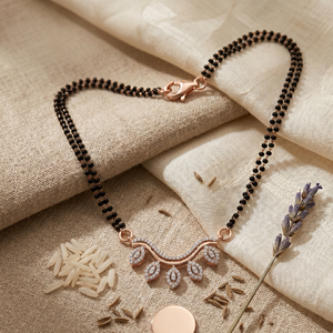 Rose Gold Floral Diamond Mangalsutra - View 4