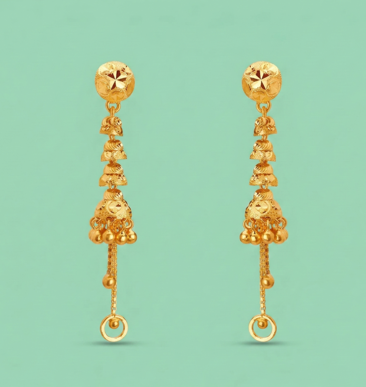 Tiered Gold Drop Earrings