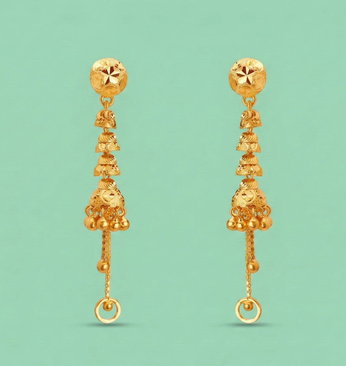 Tiered Gold Drop Earrings