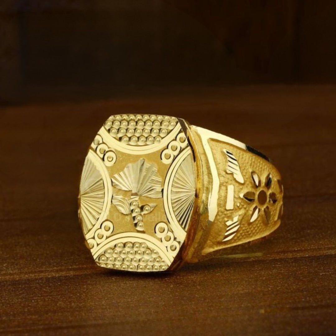 Turkish-Style Textured Gold Signet