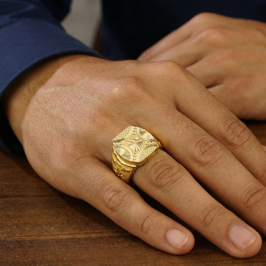 Turkish-Style Textured Gold Signet