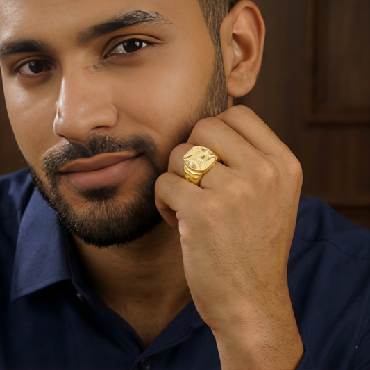 Turkish-Style Textured Gold Signet