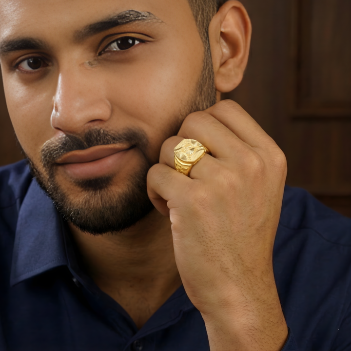 Turkish-Style Textured Gold Signet