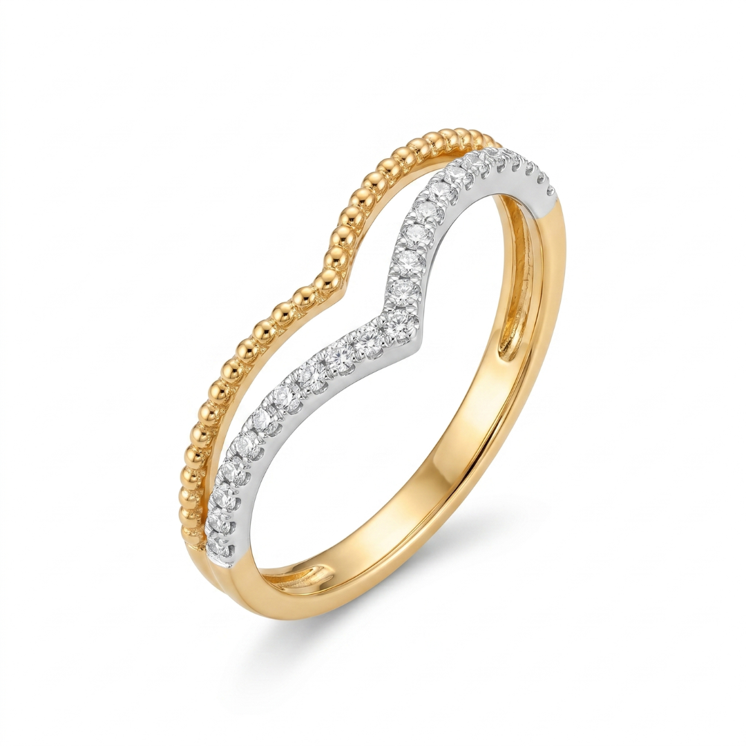 Two-Tone Chevron Wishbone Ring