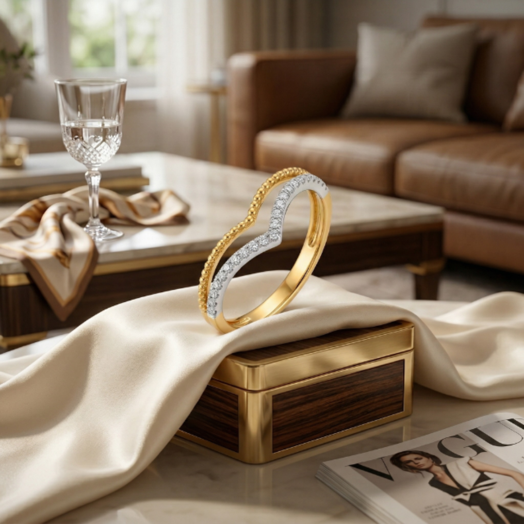 Two-Tone Chevron Wishbone Ring