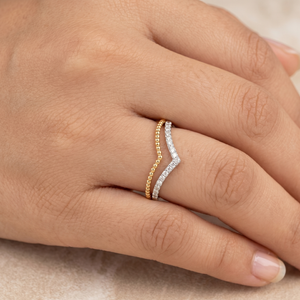 Two-Tone Chevron Wishbone Ring