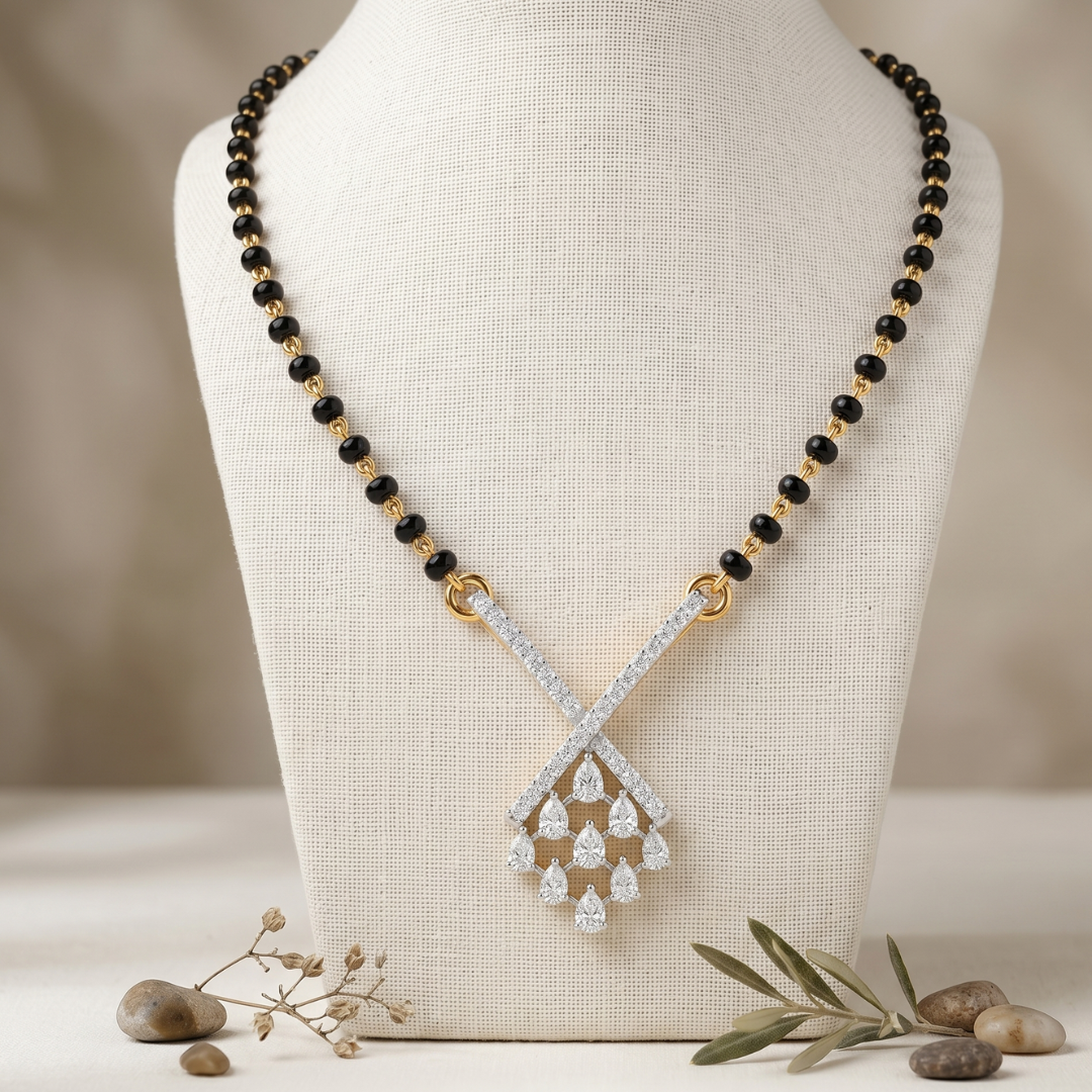 Vistara Criss-Cross Diamond Mangalsutra - View 2