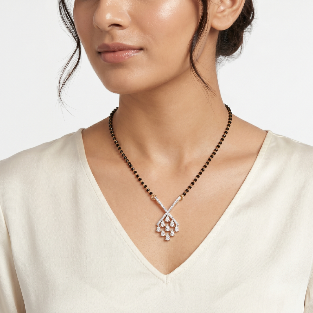 Vistara Criss-Cross Diamond Mangalsutra - View 3