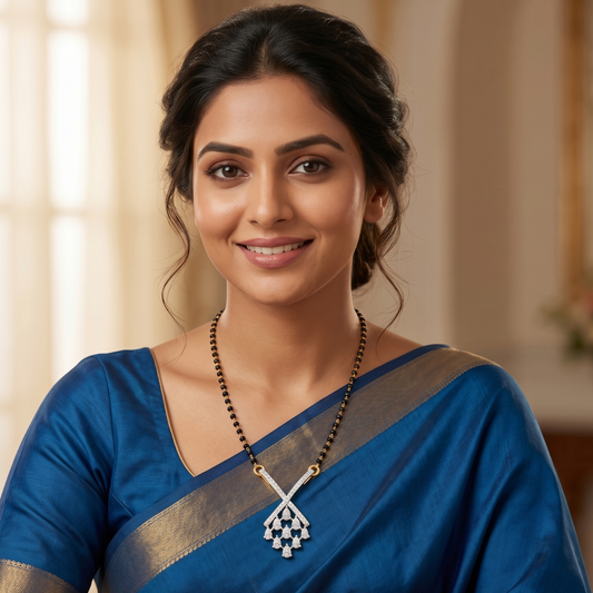Vistara Criss-Cross Diamond Mangalsutra - View 4