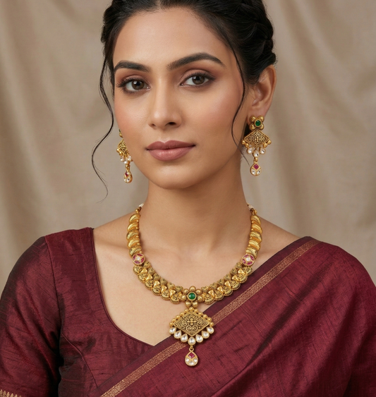 Vrinda Antique Gold Choker Set