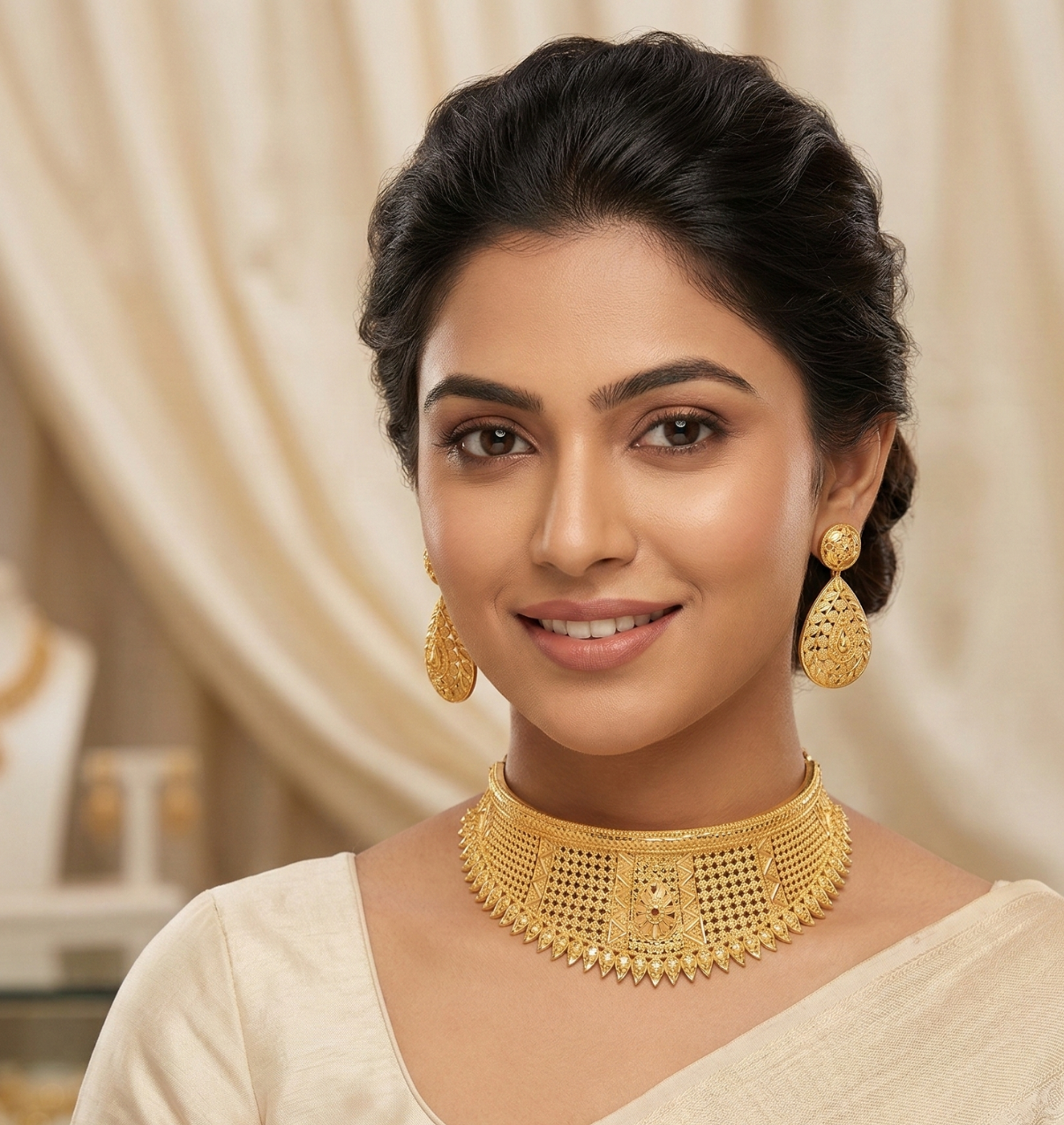 Zaveri Filigree Gold Choker Set
