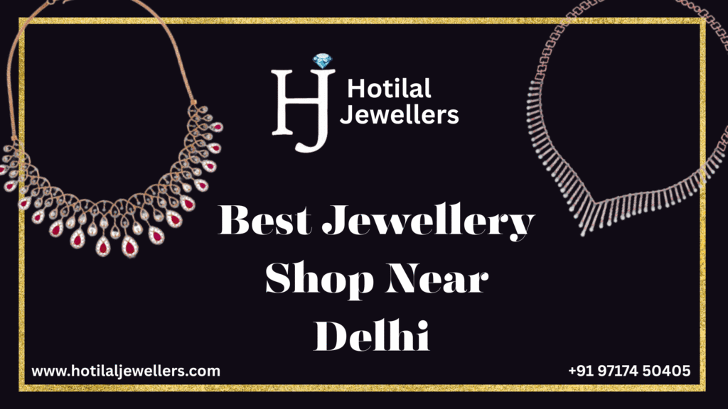 Gold bridal jewellery set at jewellery shop near Delhi